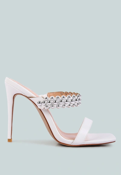 London Rag Bandy High Heel Metal Ball Sandals In White
