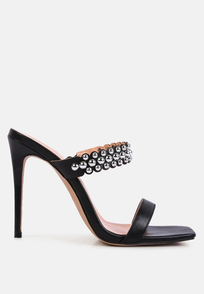 London Rag Bandy High Heel Metal Ball Sandals In Black