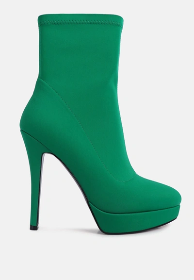 Shop London Rag Patotie Lycra High Heel Ankle Boots In Green