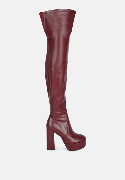 LONDON RAG BUBBLE HIGH BLOCK HEELED OVER THE KNEE BOOTS 