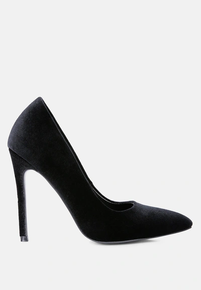 LONDON RAG JANESSA VELVET STILETTO HEEL PUMPS 
