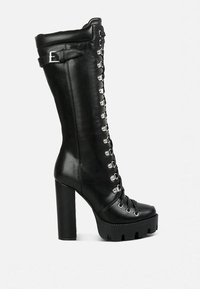 London Rag Magnolia Cushion Collared Lace Up Boots In Black