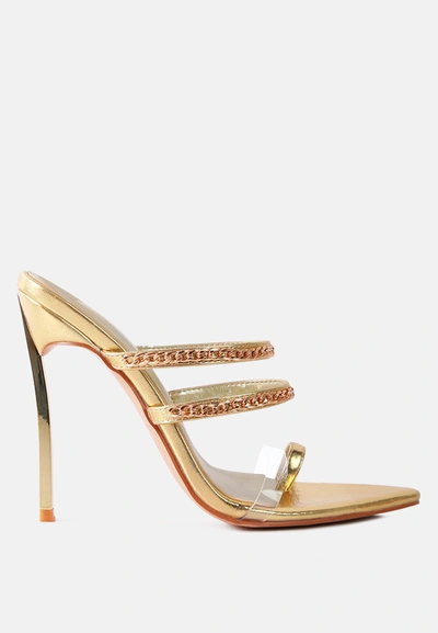 Shop London Rag Tickle Me Toe Ring Stiletto Sandals In Gold