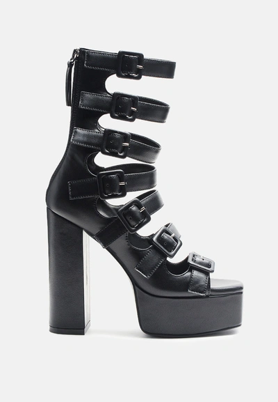 Shop London Rag Sarouchi Caged High Heel Buckled Sandals In Black