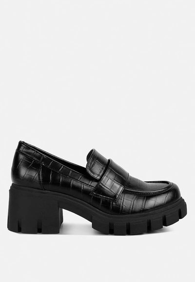 Shop London Rag Benz Chunky Block Heel Loafers In Black