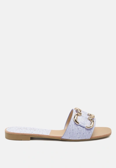 London Rag Madeleine Metal Rings Flate Slides In Blue