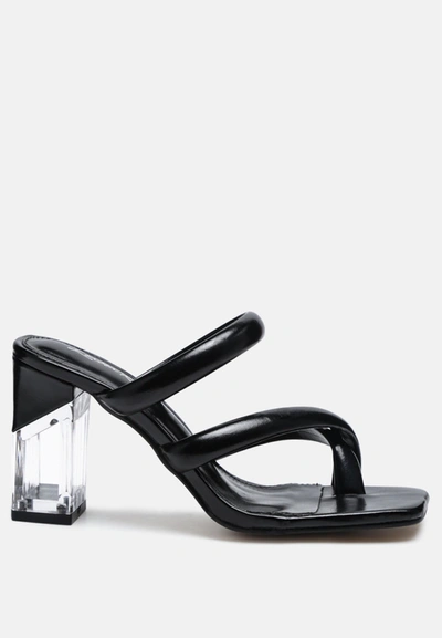 Shop London Rag Erised Clear Heel Toe Ring Slides In Black