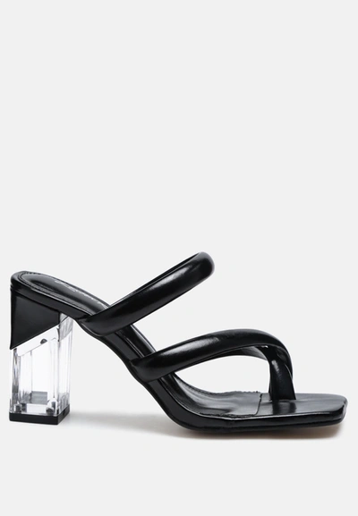 London Rag Erised Clear Heel Toe Ring Slides In Black