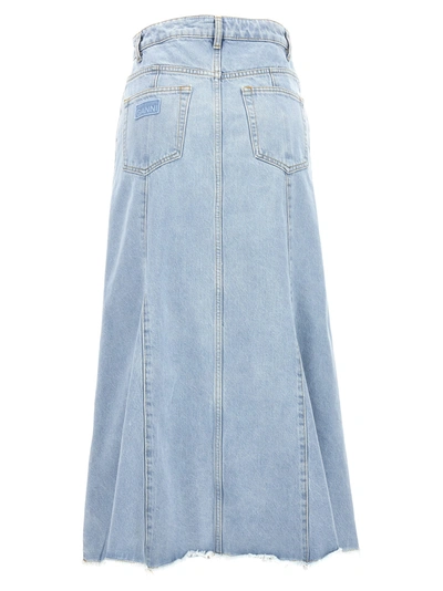 Shop Ganni Denim Midi Skirt Skirts Light Blue