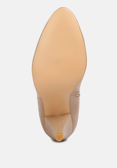 London Rag Rum Rolls Calf Croco Heel Boots In Pink