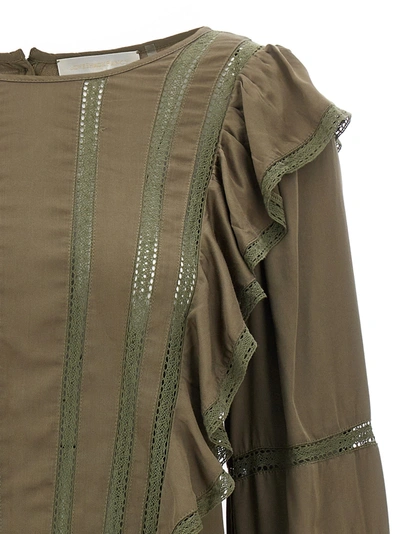 Loveshackfancy Devika Top In Forrest Oak In Green