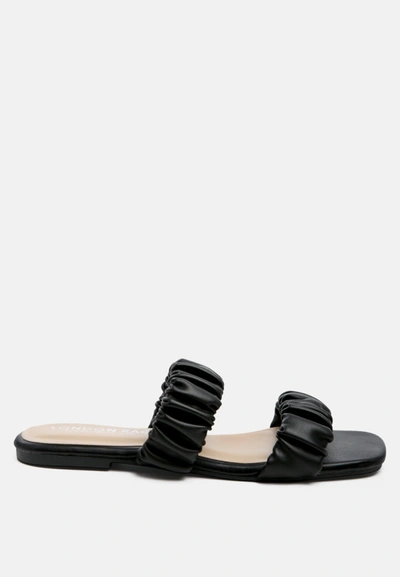 Shop London Rag Gather Sparks Strap Slip-on Flat In Black