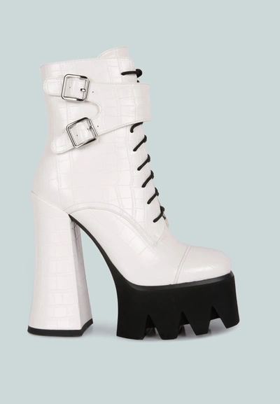 Shop London Rag Stomper Trucker Block Boots In White