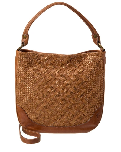 Frye Melissa Metallic Basket Woven Leather Hobo Bag In Brown