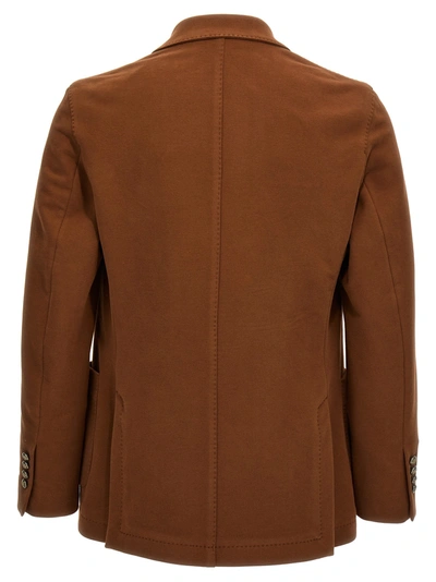 Shop Circolo 1901 Double-breasted Jersey Blazer Jackets In Brown