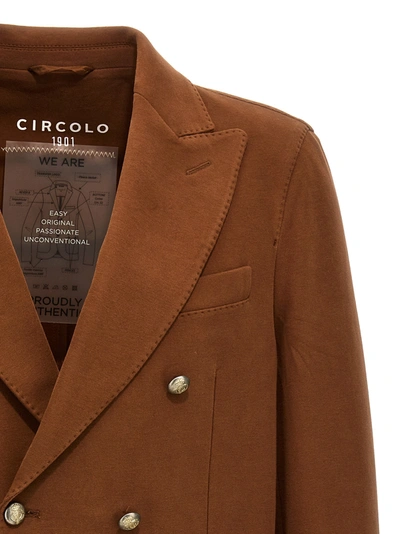 Shop Circolo 1901 Double-breasted Jersey Blazer Jackets In Brown