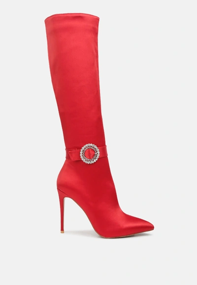 Shop London Rag Lovestruck High Calf Boots In Red