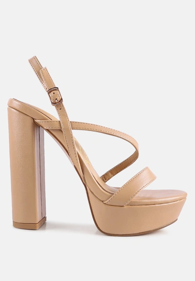 London Rag Slegs High Block Heel Platform Sandals In Multi