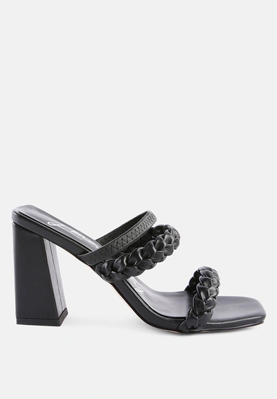 Shop London Rag Arnie Braided Block Heel Slider Sandals In Black
