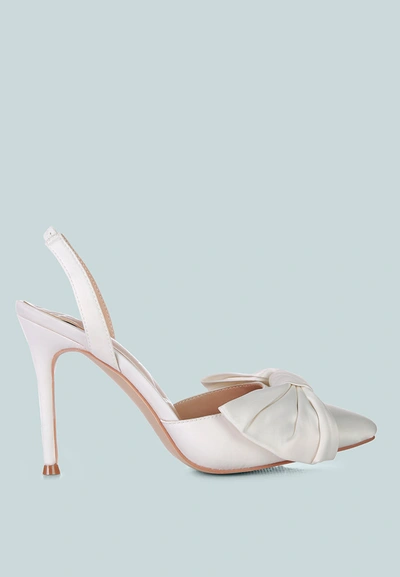 Shop London Rag Smitten High Heeled Bow Slingback Sandals In White