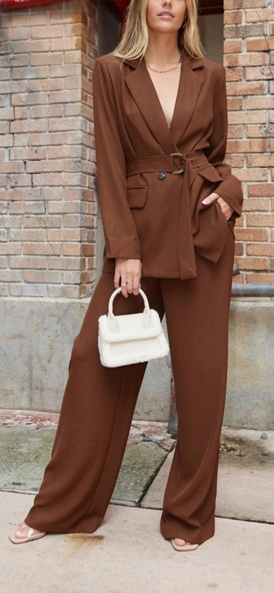 Shop Six/fifty Elena Pinstripe Trousers In Brown
