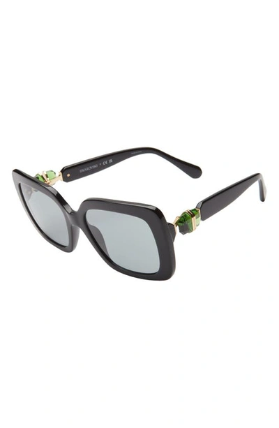 Swarovski 55mm Square Sunglasses In Black