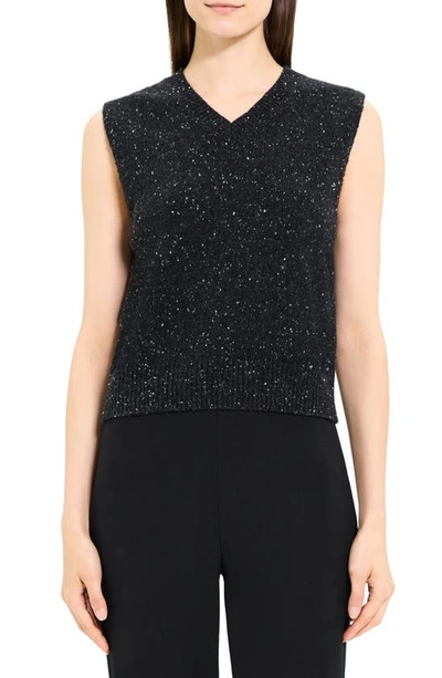 Shop Theory Marled Wool & Cashmere Sweater Vest In Charcoal Multi - Qdy