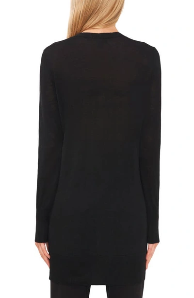 Halogen Side Slit Cardigan In Rich Black