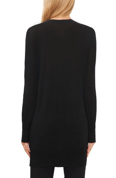 Halogen Side Slit Cardigan In Rich Black