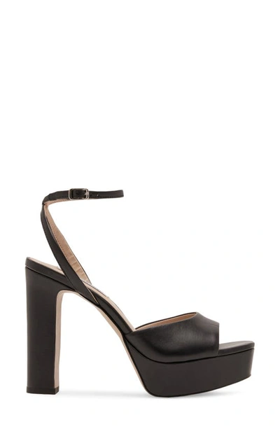 Steve Madden Assured Ankle Strap Platform Sandal In Black Leat