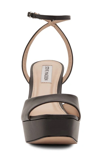 Steve Madden Assured Ankle Strap Platform Sandal In Black Leat