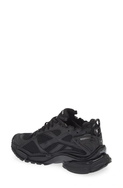 Balenciaga Futuristic Black Sneakers With Textured Overlays And Chunky Sole In Black