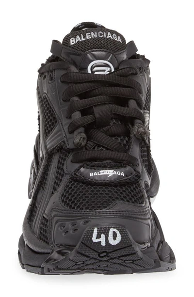 Balenciaga Futuristic Black Sneakers With Textured Overlays And Chunky Sole In Black