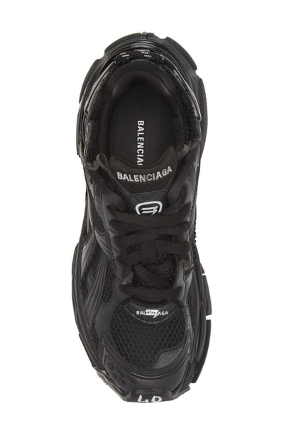 Balenciaga Futuristic Black Sneakers With Textured Overlays And Chunky Sole In Black