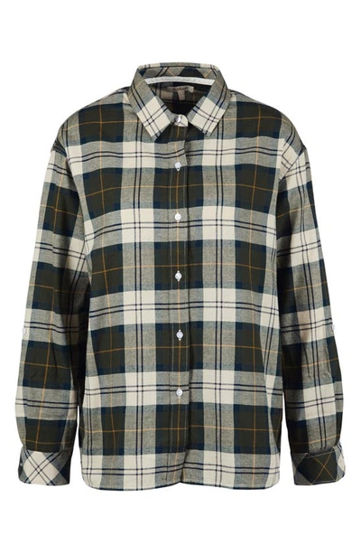 Shop Barbour Elishaw Plaid Cotton Button-up Tunic Shirt In Ancient Tartan