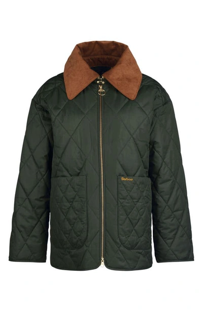 Shop Barbour Woodhall Quilted Jacket In Sage/ Ancient