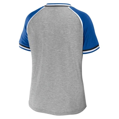 Shop Wear By Erin Andrews Heather Gray Indianapolis Colts Cropped Raglan Throwback V-neck T-shirt
