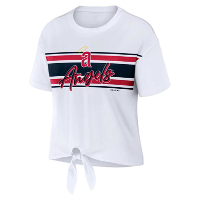 Shop Wear By Erin Andrews White Los Angeles Angels Front Tie T-shirt