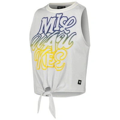 Shop The Wild Collective White Milwaukee Brewers Twisted Tie Front Tank Top