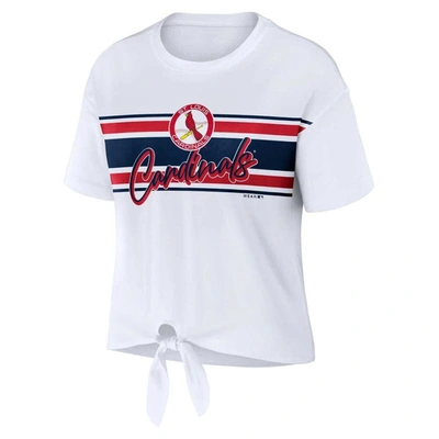 Shop Wear By Erin Andrews White St. Louis Cardinals Front Tie T-shirt