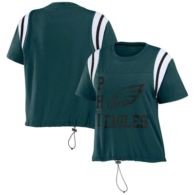 Shop Wear By Erin Andrews Midnight Green Philadelphia Eagles Cinched Colorblock T-shirt