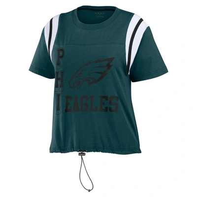 Shop Wear By Erin Andrews Midnight Green Philadelphia Eagles Cinched Colorblock T-shirt