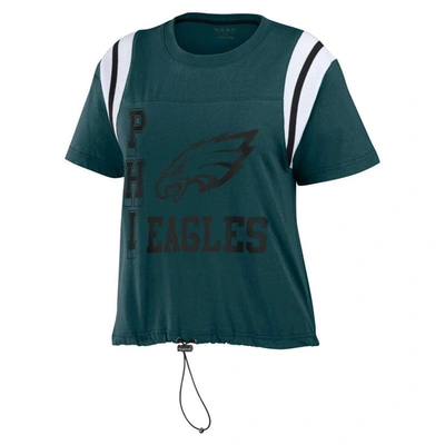 Wear By Erin Andrews Midnight Green Philadelphia Eagles Cinched Colorblock T-shirt In Green