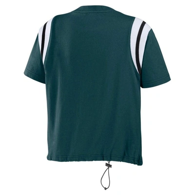 Wear By Erin Andrews Midnight Green Philadelphia Eagles Cinched Colorblock T-shirt In Green