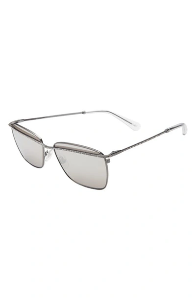 Shop Swarovski 58mm Crystal Rectangular Sunglasses In Dark Silver