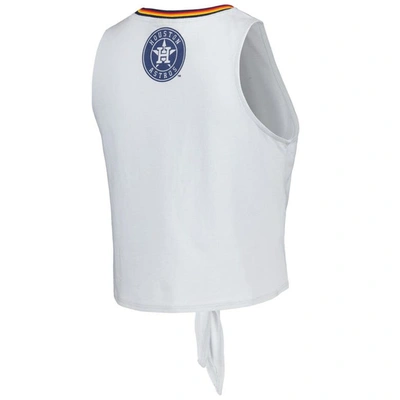 Shop The Wild Collective Gray Houston Astros Twisted Tie Front Tank Top In Royal