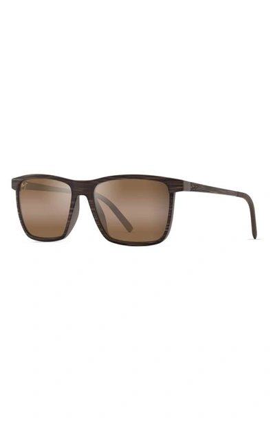 Maui Jim One Way 55mm Polarizedplus2® Rectangular Sunglasses In Brown Stripe