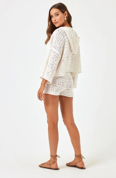 L*space Diamond Eye Crochet Cover-up Shorts In Cream