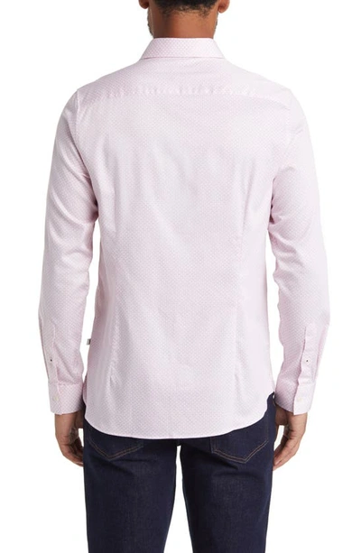 Shop Ted Baker Faenza Geo Print Stretch Cotton Button-up Shirt In Pink