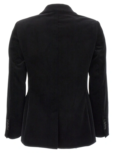 Shop Alberto Biani Velvet Double-breasted Blazer Jackets Black